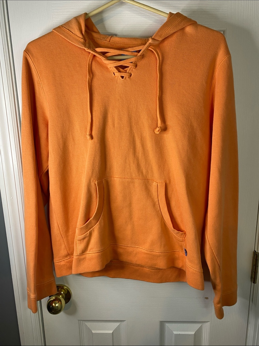 Duck Head Orange Lace-Up Pullover Hoodie Size Medium.